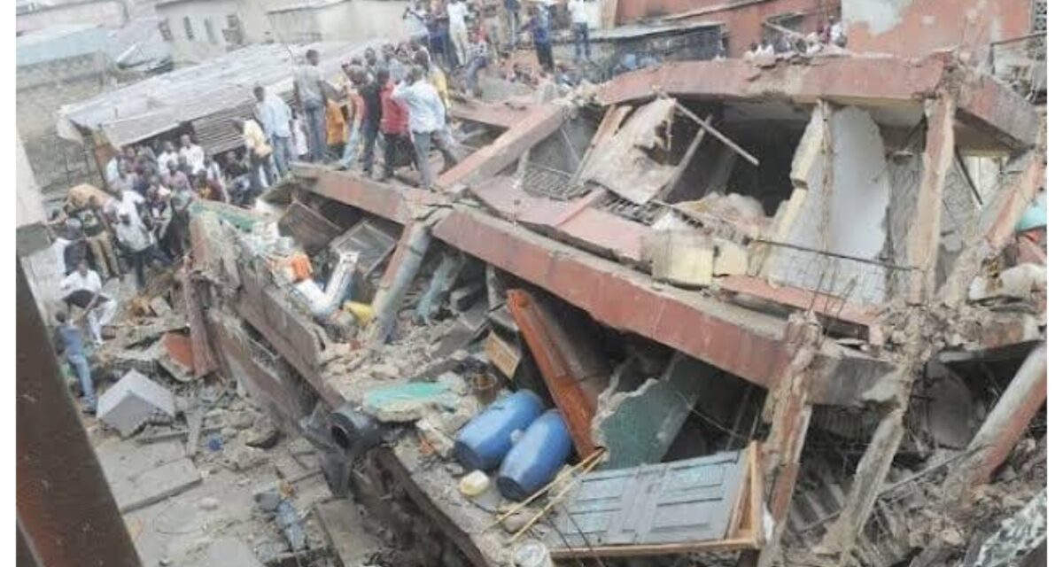 BREAKING: One dead, several feared trapped as building collapses in Lagos
